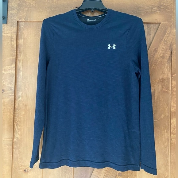 Under Armour Fitted Seamless long sleeve top size Large Navy Blue - Picture 2 of 6